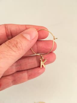 image-Initial Hoop Earrings Gold. Letter Hoop Earrings Gold.