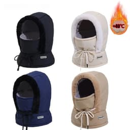 image-Cold Weather Thermal Balaclava Scarf Winter Windproof Hood Hat Plush Neck Warmer Ski Face Mask for Outdoor Activities