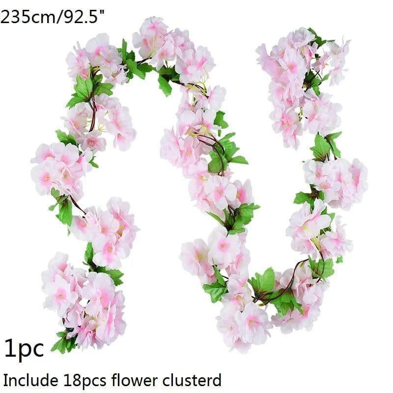 image-Artificial Flower Wisteria Vine Ivy Leaf Garland Silk Rose Flowers Rattan String Vine Wedding Arch Flower Home Garden Decoration