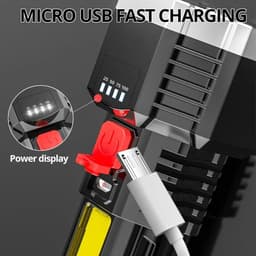 image-High Power Rechargeable Led Flashlights 7LED Camping Torch With Cob Side Light Lightweight Outdoor Lighting ABS Material