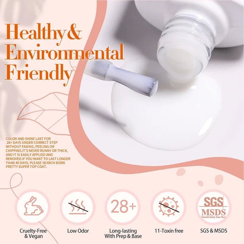 image-BORN PRETTY Milky White Jelly Nude Gel Nail Polish 10ml White Translucent Soak Off Gel Vernis Semi Permanent Need UV Light Cure