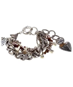 image-Chunky charm bracelet features a stunning arrangement of silver-plated