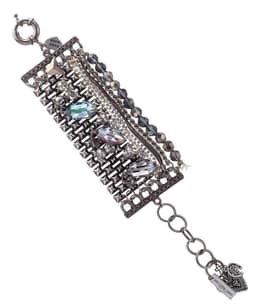 image-Banded bracelet features iridescent blue beads that dazzle in the