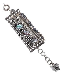image-Banded bracelet features iridescent blue beads that dazzle in the