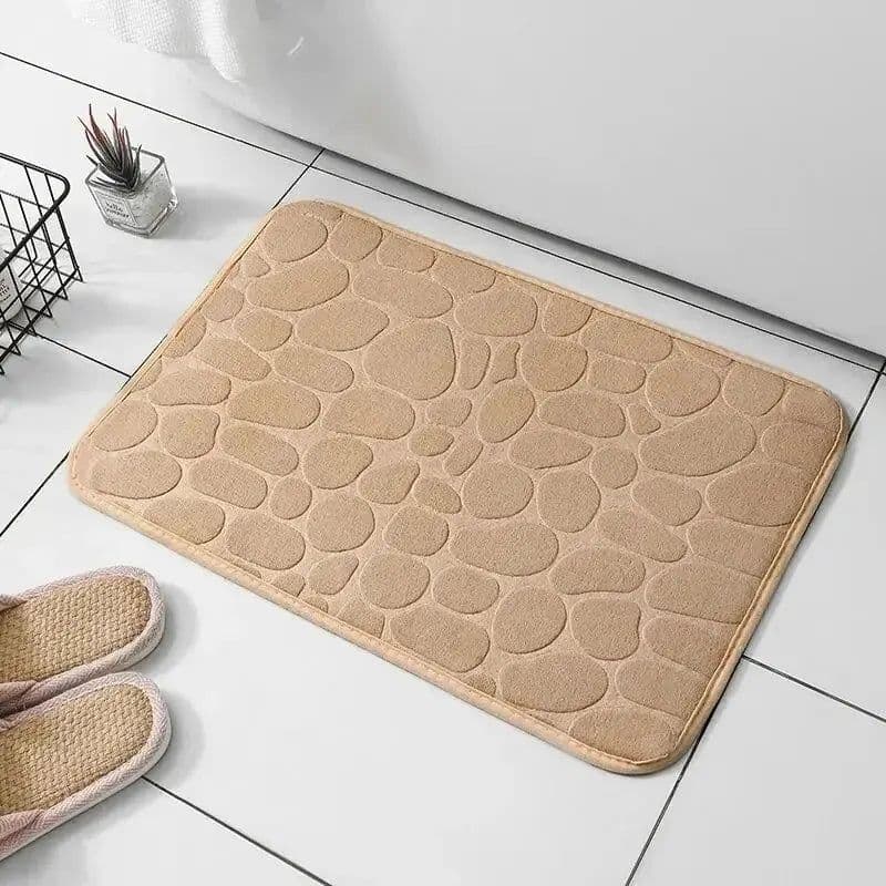 image-1pc embossed fiber carpet, bathroom living room anti slip mat, pebble floor mat, household items