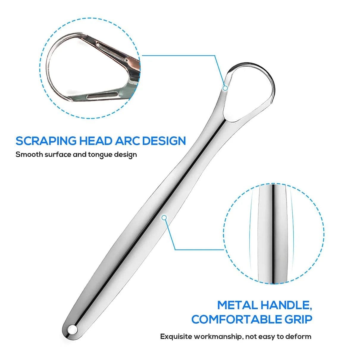 image-Premium 1pcs/3pcs Metal Tongue Scraper Cleaner for Adults & Kids, Portable Stainless Steel Tongue Scrapers Brushes for Removing