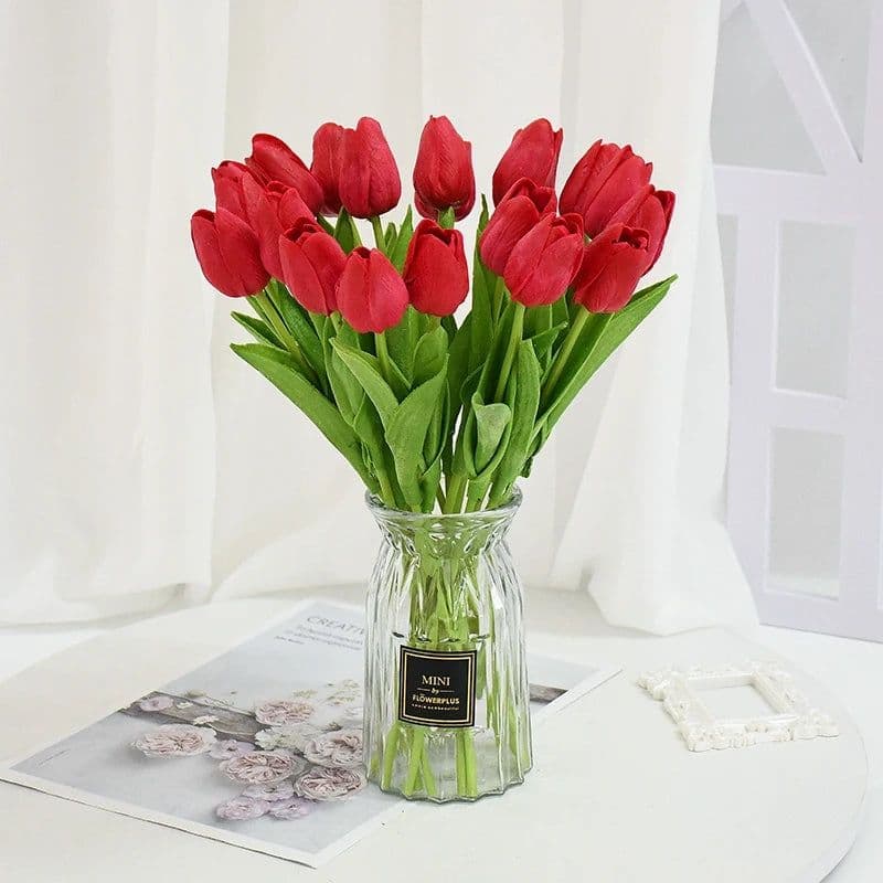 image-10/30pcs Tulip Artificial Flowers Real Touch Flowers Wedding Decor Simulation Bride Bouquets Pu Tulips for Home Party Vase Decor