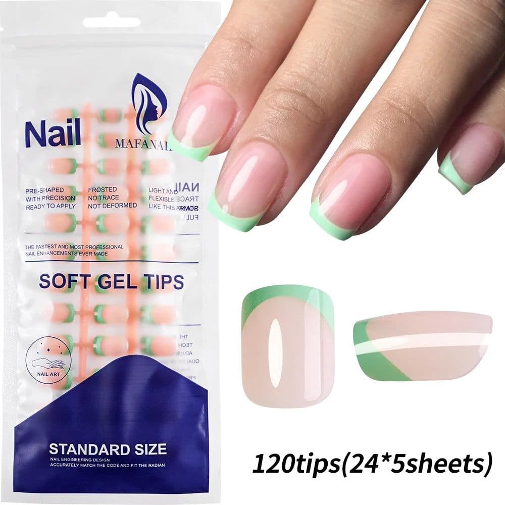 image-240/120Pcs Colorful French Short Square False Nails Full Cover Fake Nail Tip Extension Acrylic Wearable Ballerina Press on Nails