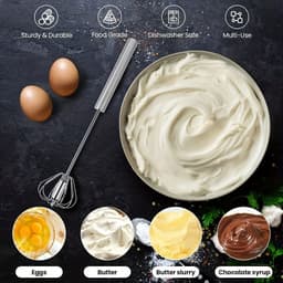 image-Stainless Steel Egg Beater Durable Semi-Automatic Mixer for Effortless Egg Cream Mixing Stirring and Beating for Kitchen Baking