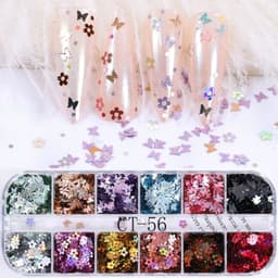 image-12 Colors Nails Abalone Shell Fragments Texture Natural Sea Shell 3d Glitter Nail Art Decoration Powder Sequins Beauty Tools