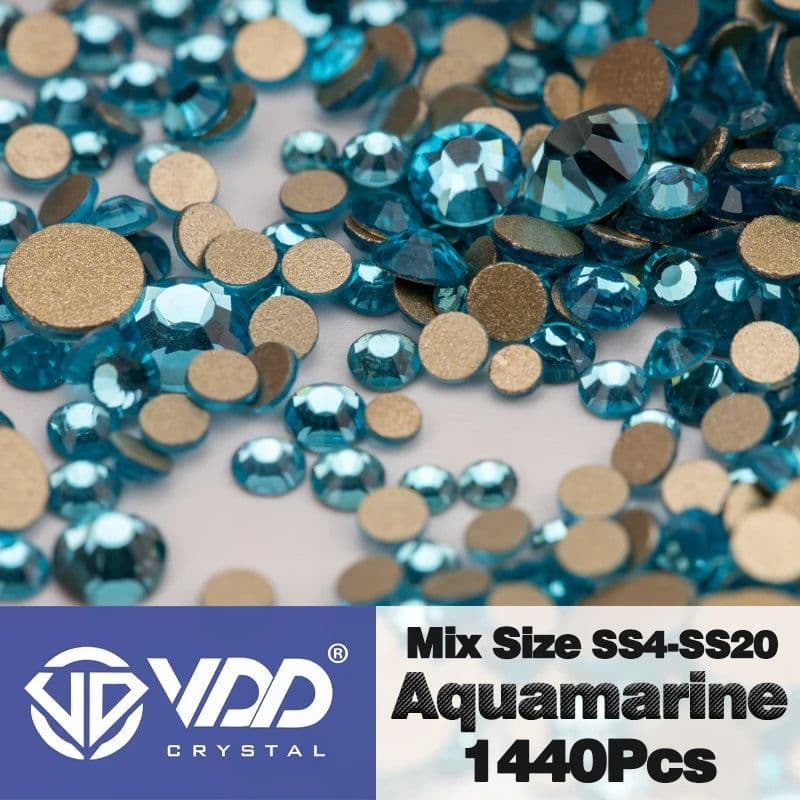 image-VDD SS4-SS20 Mix Size Clear Crystal Non-Hotfix Gold FlatBack Rhinestones Decorations DIY Glitter Stones 3D Nail Art Accessories