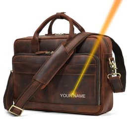 image-Retro Laptop Briefcase Bag Genuine Leather Handbags Casual 15.6" Business Bag Daily Working Tote Bags Men Male bag for documents