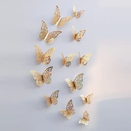 image-12Pcs/Set Hollow 3D Butterfly Wall Stickers For Wedding Decoration Living Room Window Home Decor Gold Silver Butterflies Decals