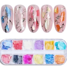 image-12 Colors Nails Abalone Shell Fragments Texture Natural Sea Shell 3d Glitter Nail Art Decoration Powder Sequins Beauty Tools