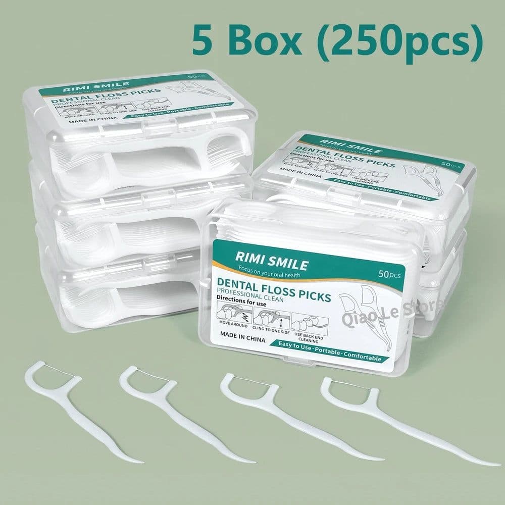 image-1/2/5/10 Box Portable Disposable Dental Floss Plastic Toothpick High-tension Dental Floss Stick Dental Floss Box Oral Care