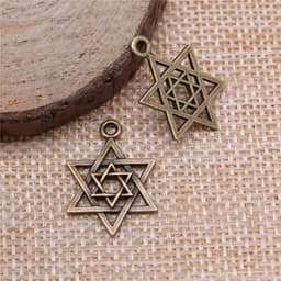 image-WYSIWYG 20pcs 22mm Antique Silver Color Antique Bronze Plated Star Of David Pendants Star Of David Charm David Star Pendant