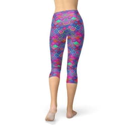 image-Womens Purple Pink Mermaid Capri Leggings