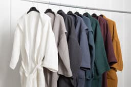 image-White linen waffle robe with hoodie