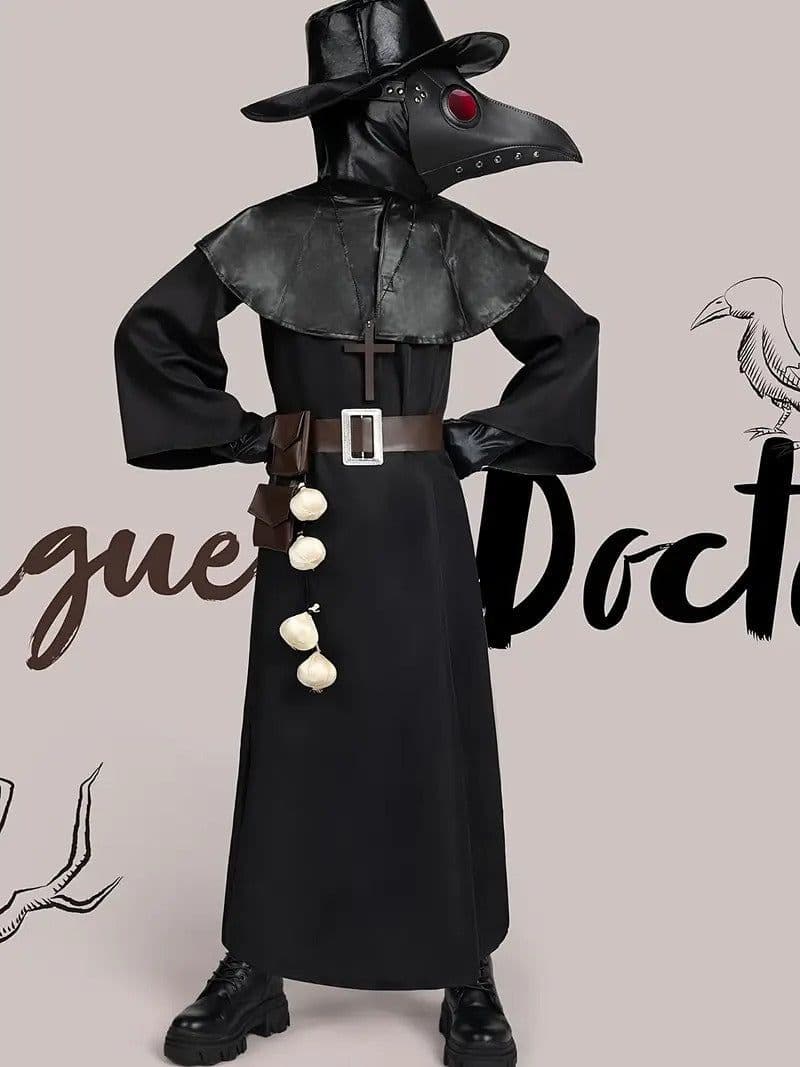 image-Plague Doctor Black Adult Costume Robe Set
