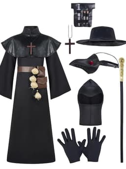 image-Plague Doctor Black Adult Costume Robe Set