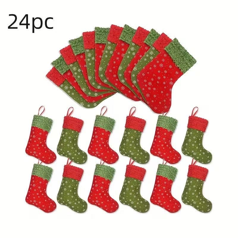 image-Snowflake Print Christmas Stockings Gift Bags (24pcs)