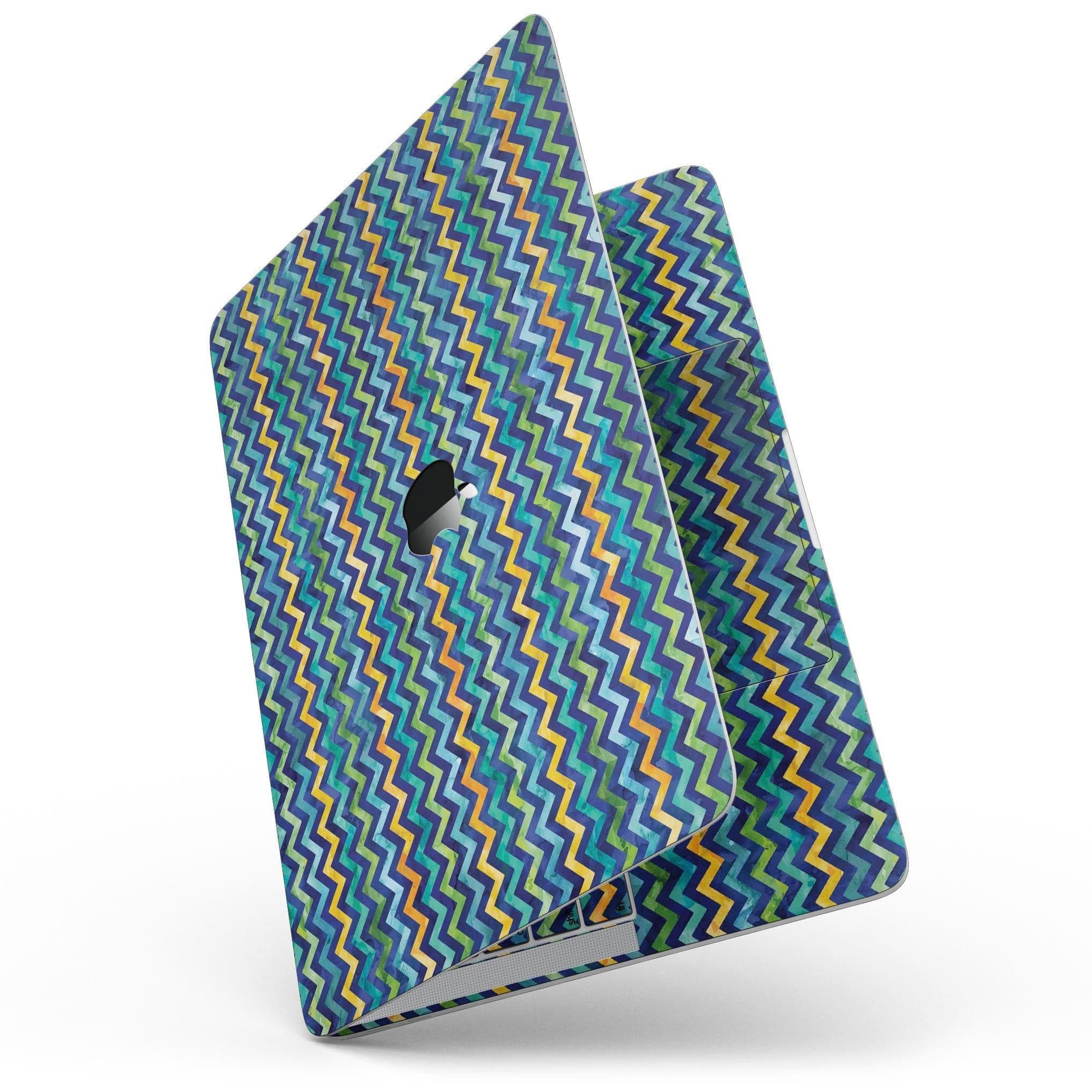 image-Blue GreenYellow and Orange Watercolor Chevron Pattern - 13" MacBook