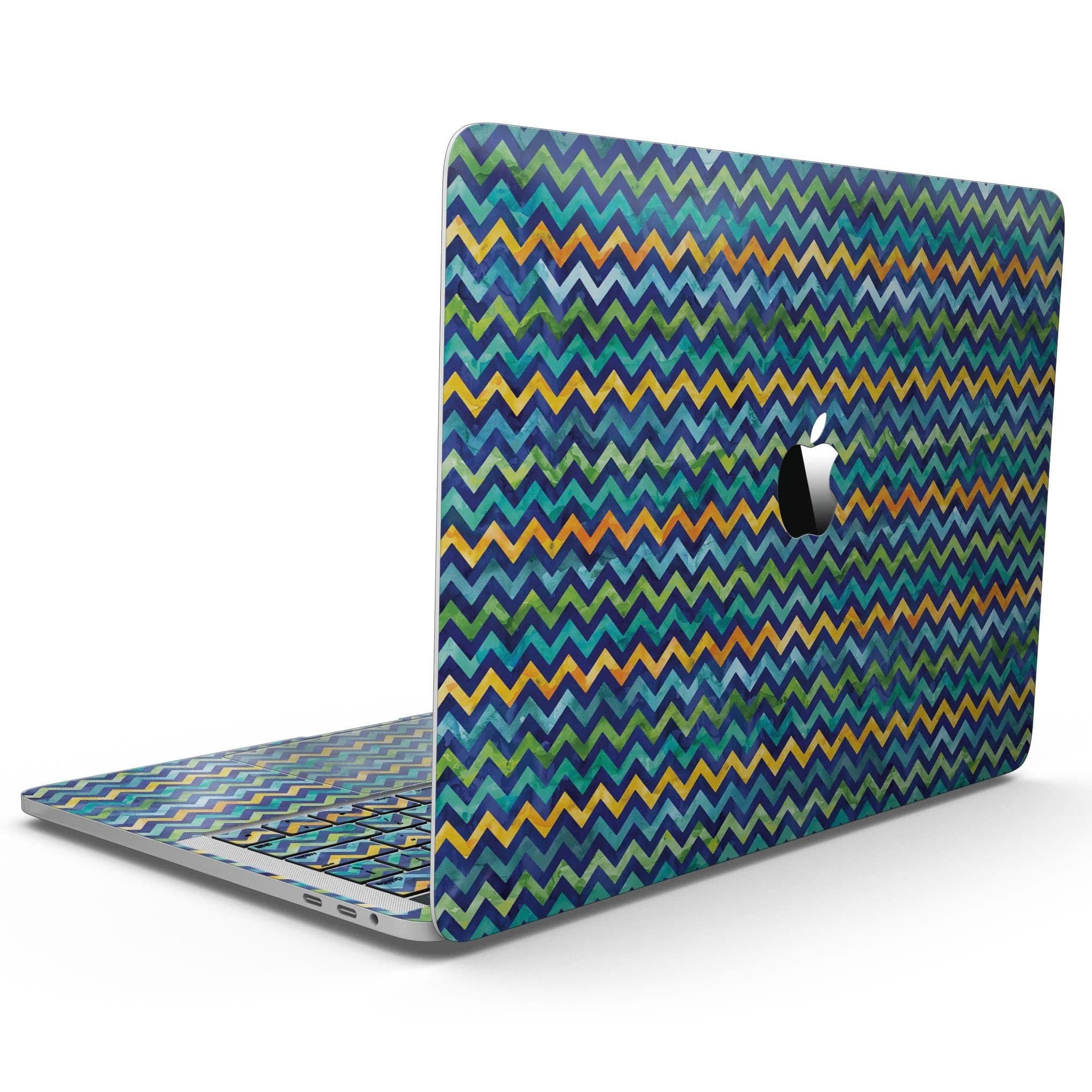 image-Blue GreenYellow and Orange Watercolor Chevron Pattern - 13" MacBook