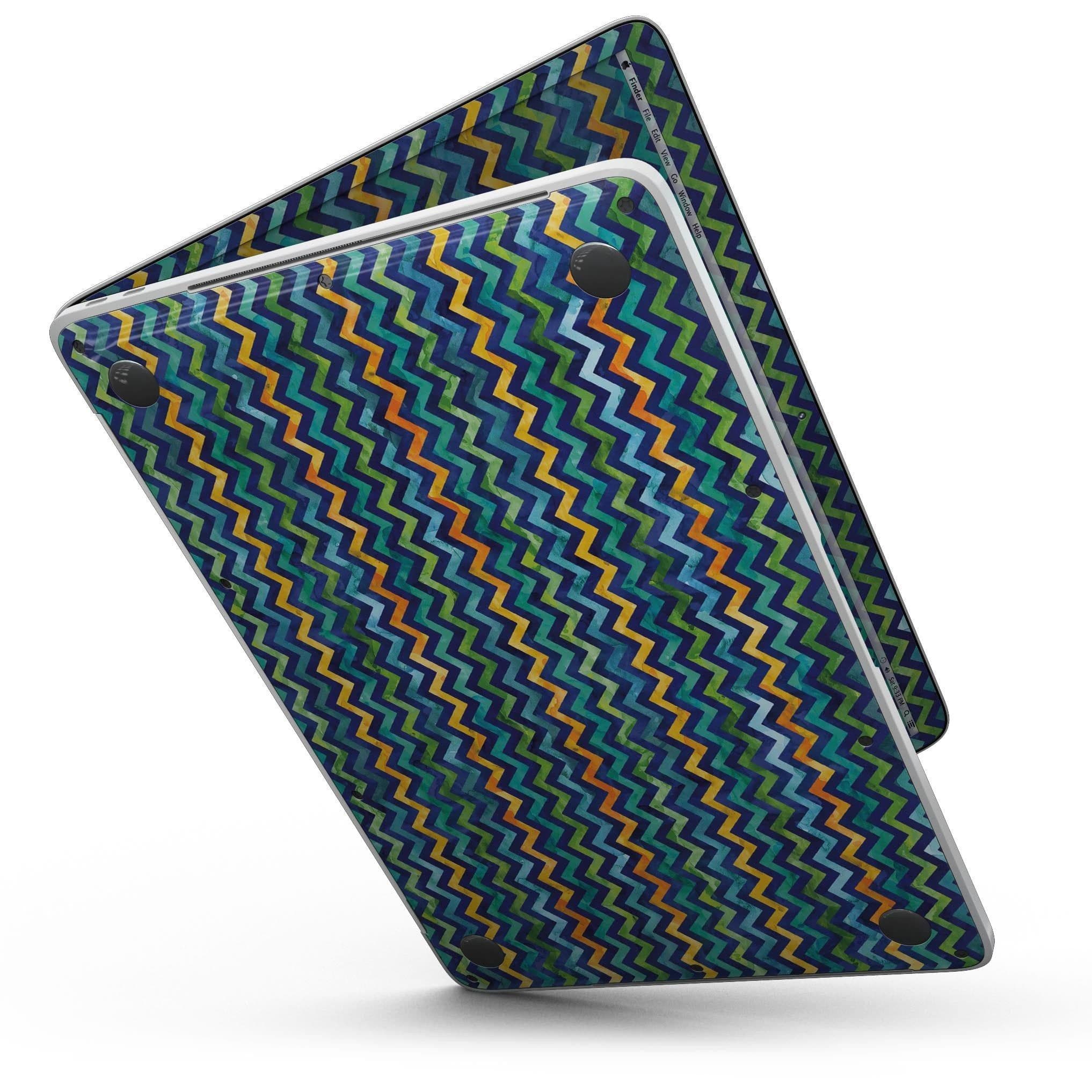 image-Blue GreenYellow and Orange Watercolor Chevron Pattern - 13" MacBook
