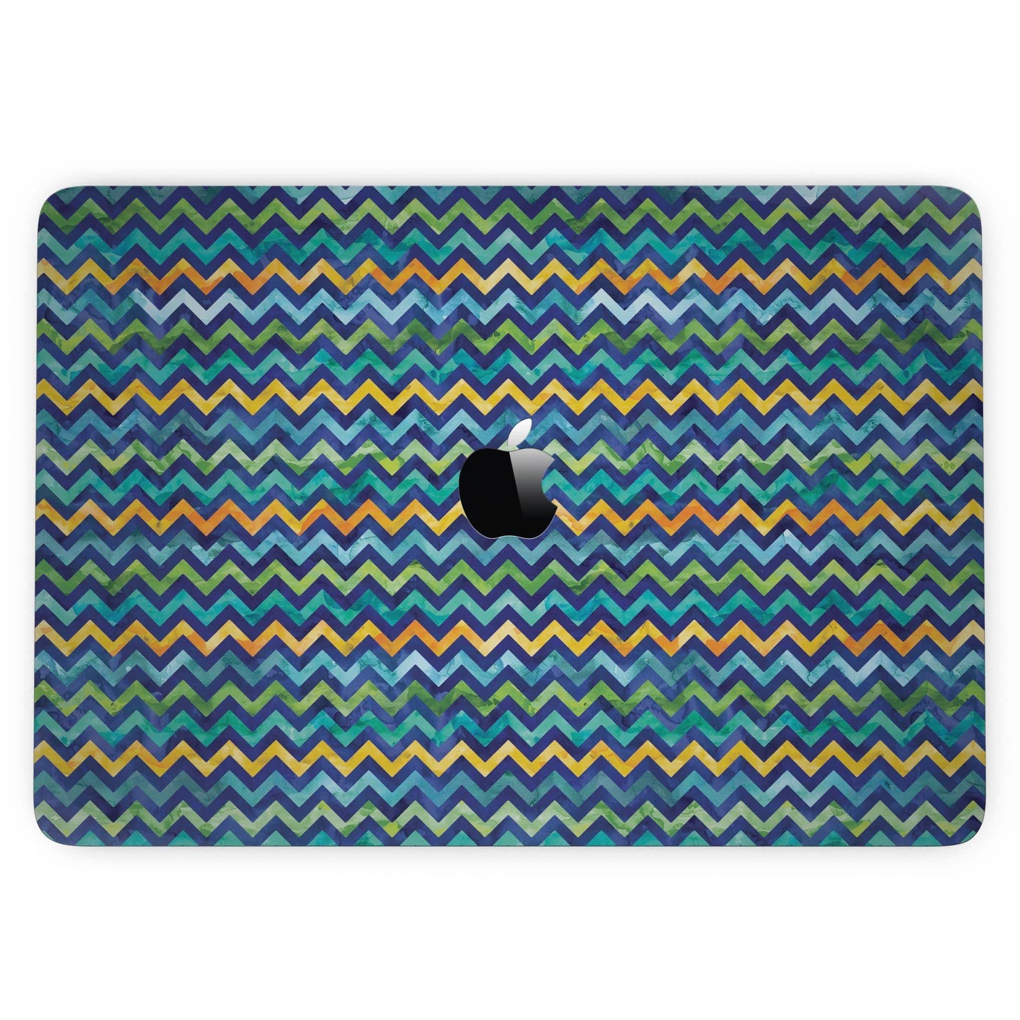 image-Blue GreenYellow and Orange Watercolor Chevron Pattern - 13" MacBook