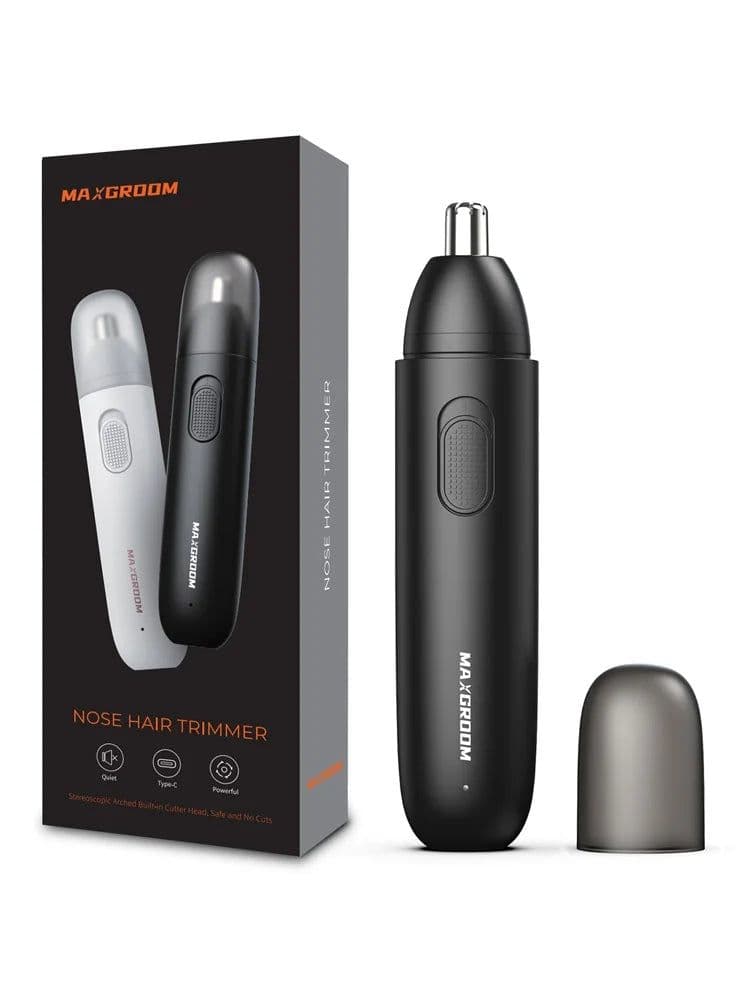 image-MAXGROOM Nose Hair Trimmer for Men Rechargeable 360 Rotating Dual-Blade Electric Shaver Eyebrows Nose Hair Trimmer Painless Safe