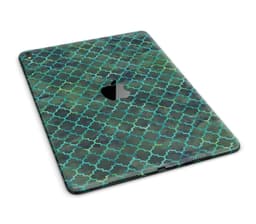 image-Dark Green Watercolor Quatrefoil Full Body Skin for the iPad Pro