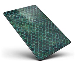 image-Dark Green Watercolor Quatrefoil Full Body Skin for the iPad Pro
