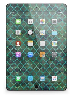 image-Dark Green Watercolor Quatrefoil Full Body Skin for the iPad Pro