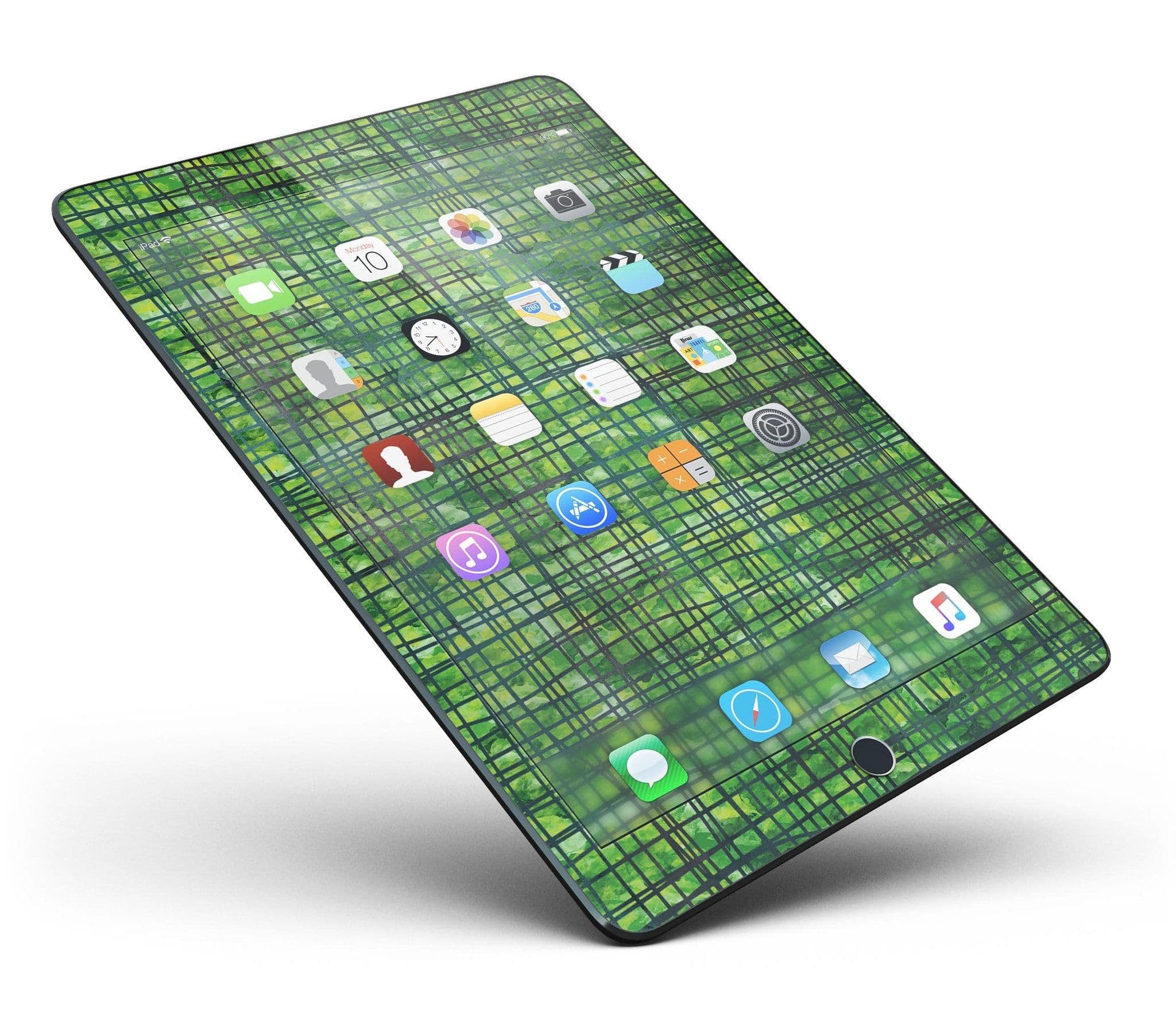 image-Green Watercolor Cross Hatch Full Body Skin for the iPad Pro (12.9" or
