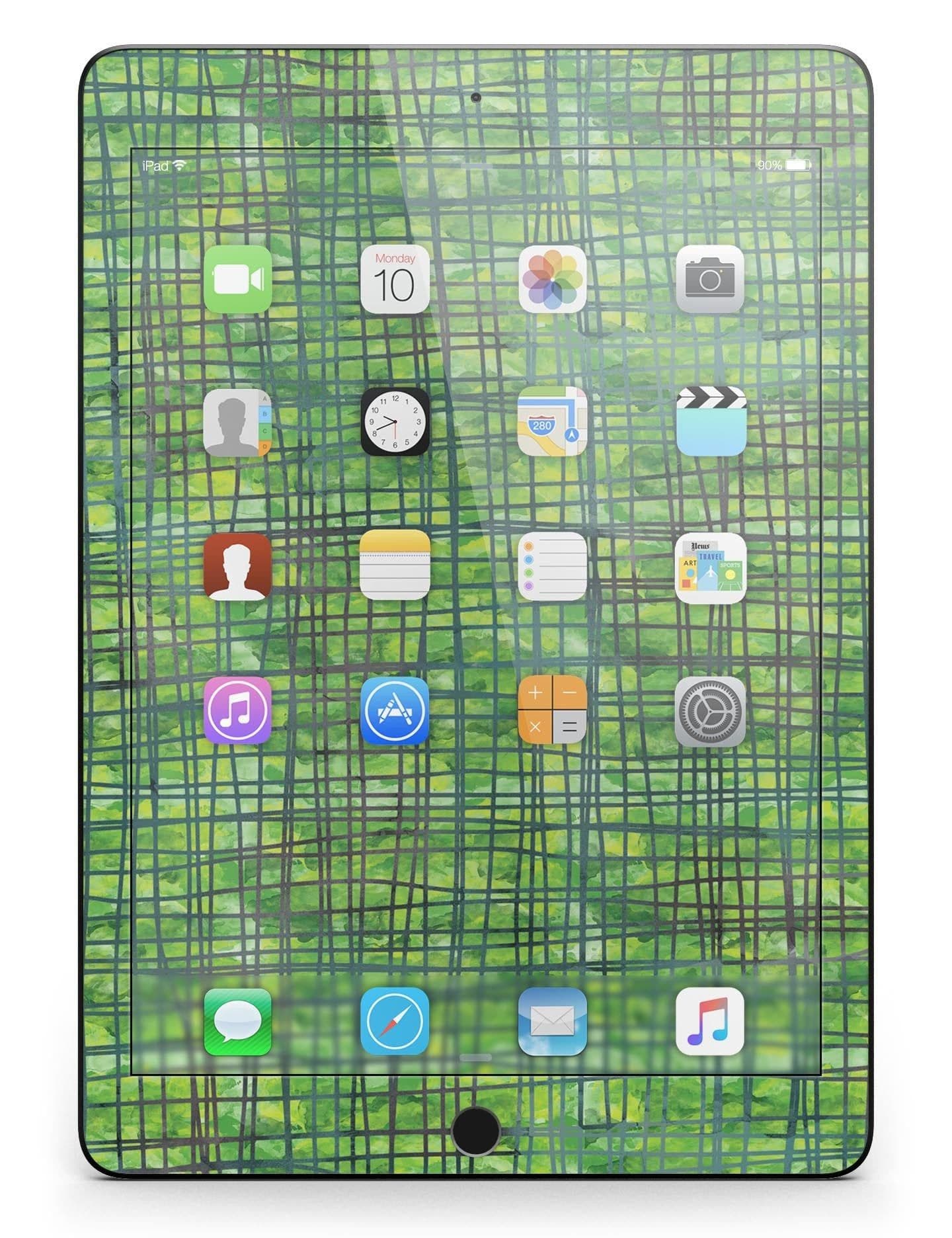 image-Green Watercolor Cross Hatch Full Body Skin for the iPad Pro (12.9" or