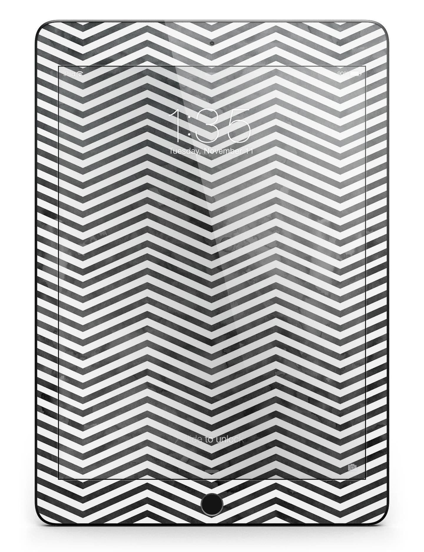 image-Black and Gray Watercolor Chevron Full Body Skin for the iPad Pro