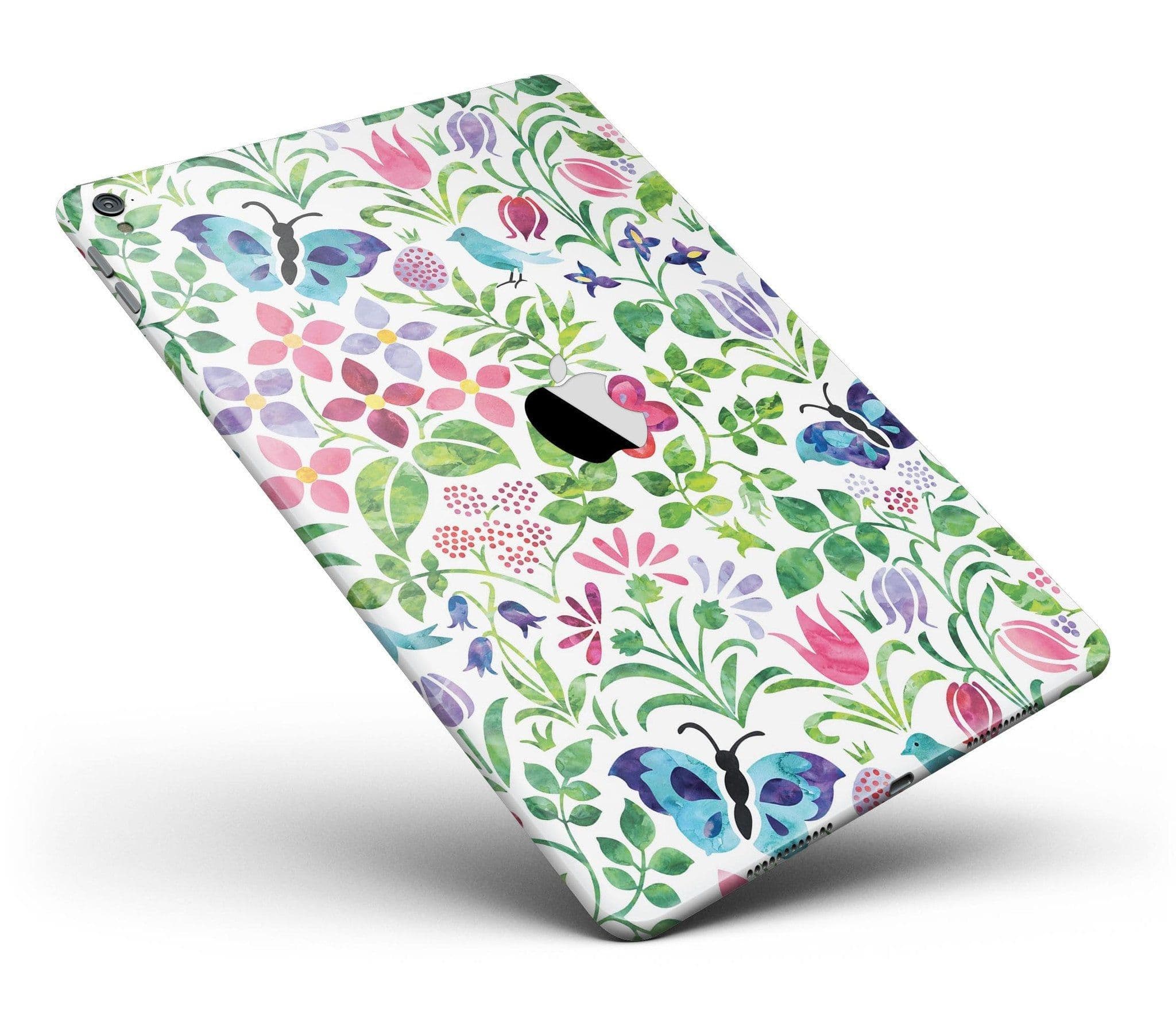 image-Butterflies and Flowers Watercolor Pattern Full Body Skin for the iPad