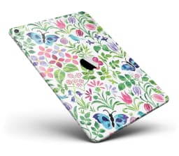 image-Butterflies and Flowers Watercolor Pattern Full Body Skin for the iPad