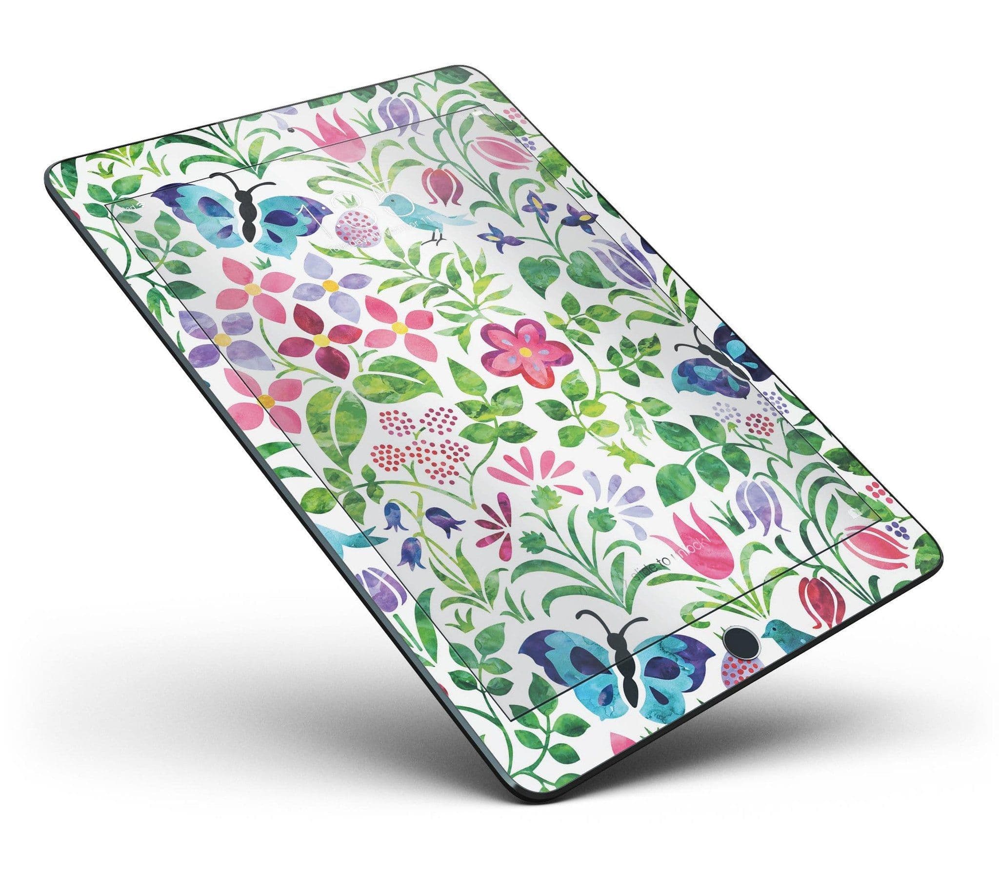image-Butterflies and Flowers Watercolor Pattern Full Body Skin for the iPad