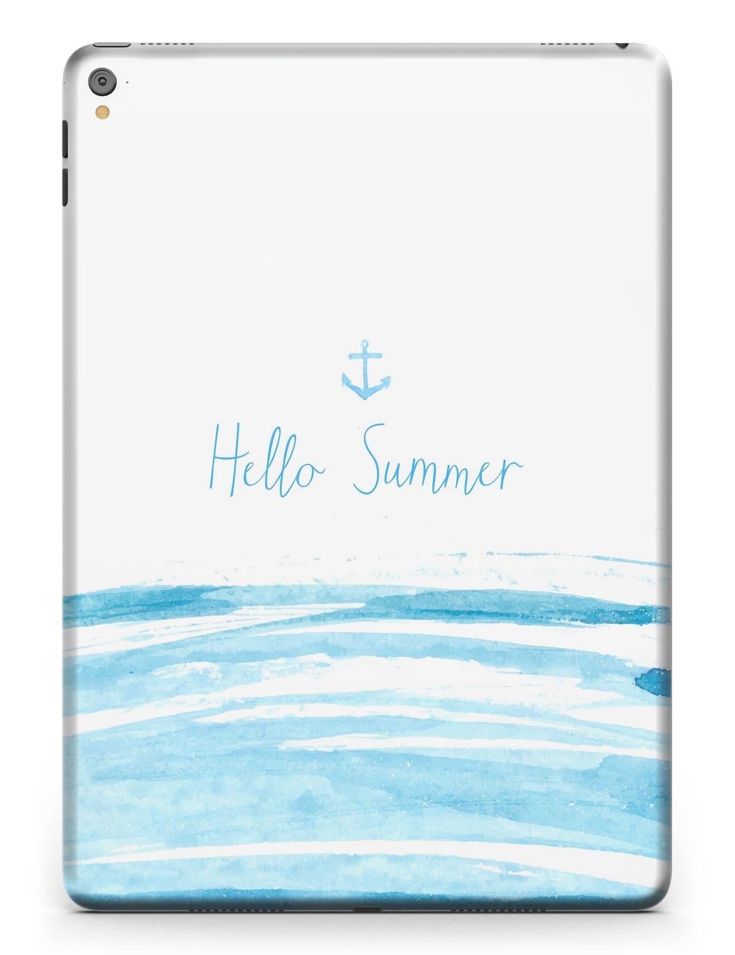 image-Hello Summer Anchor Watercolor Blue V1 Full Body Skin for the iPad Pro