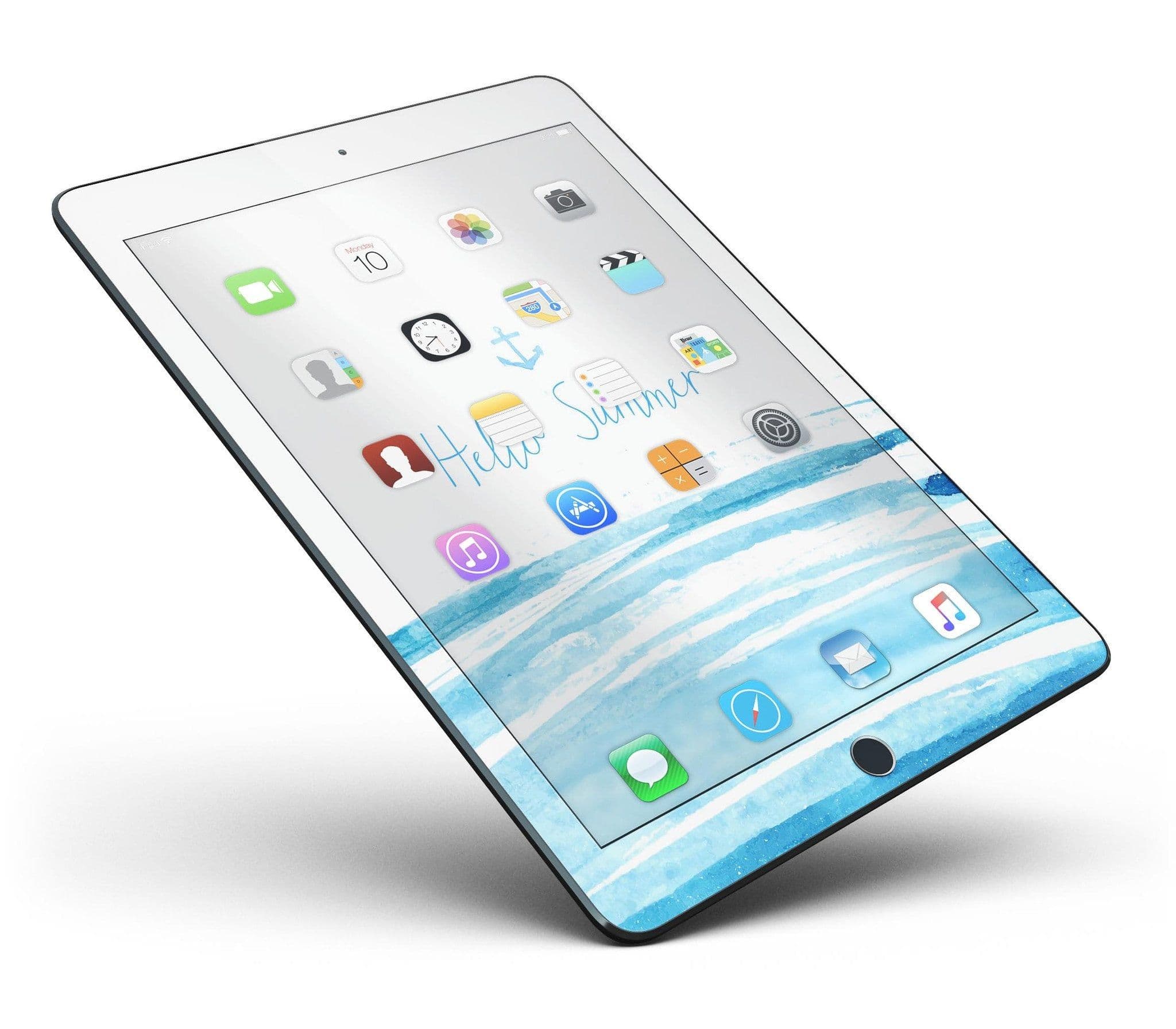 image-Hello Summer Anchor Watercolor Blue V1 Full Body Skin for the iPad Pro