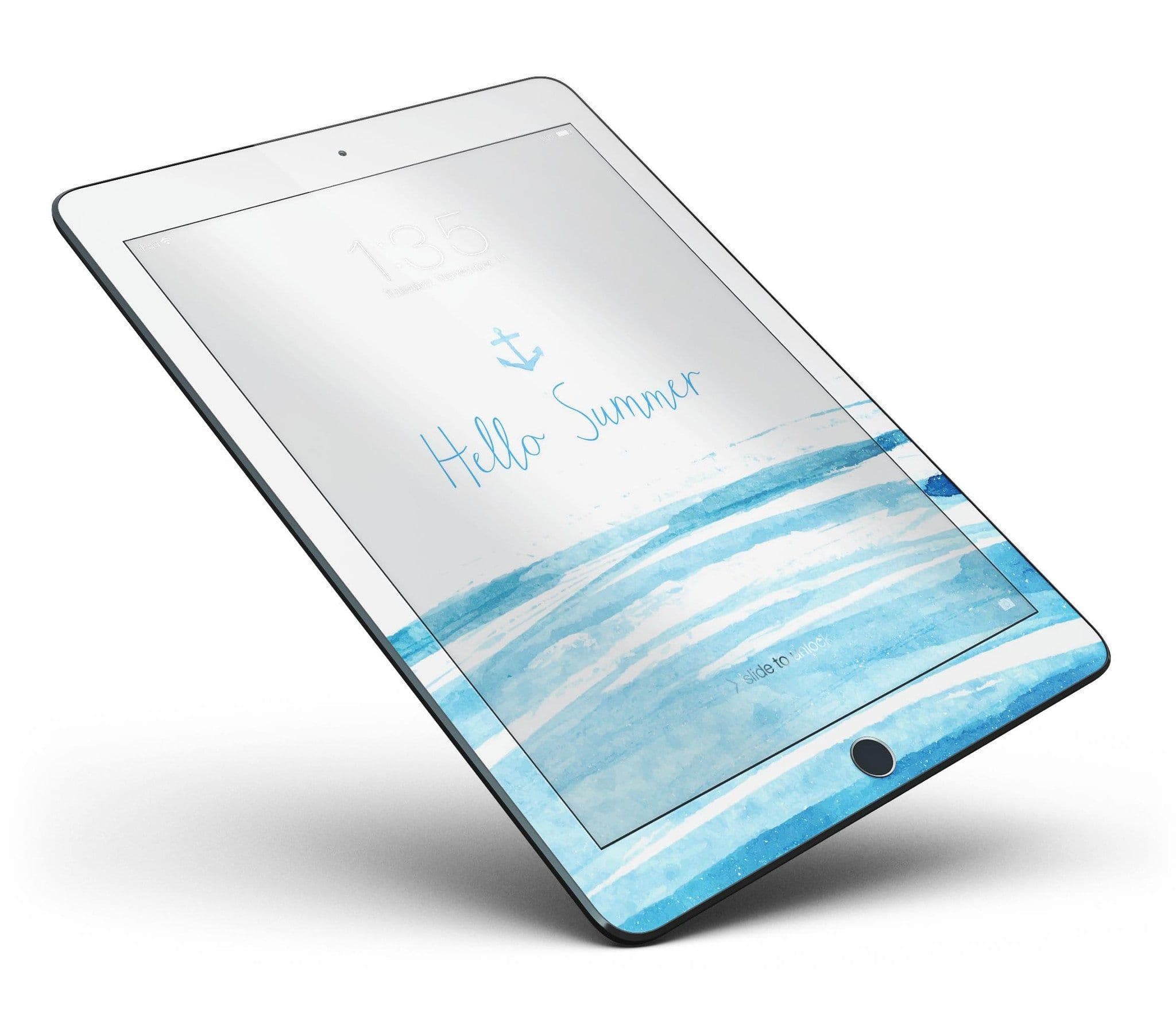 image-Hello Summer Anchor Watercolor Blue V1 Full Body Skin for the iPad Pro