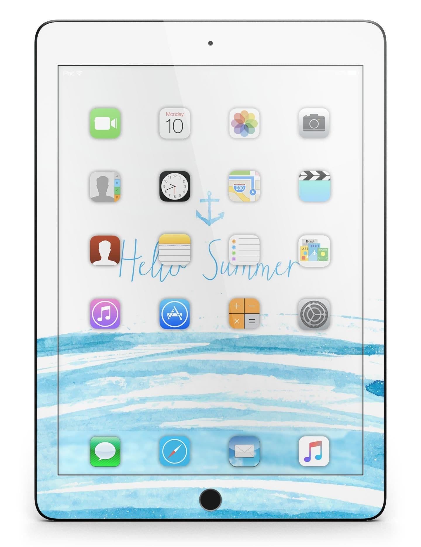 image-Hello Summer Anchor Watercolor Blue V1 Full Body Skin for the iPad Pro