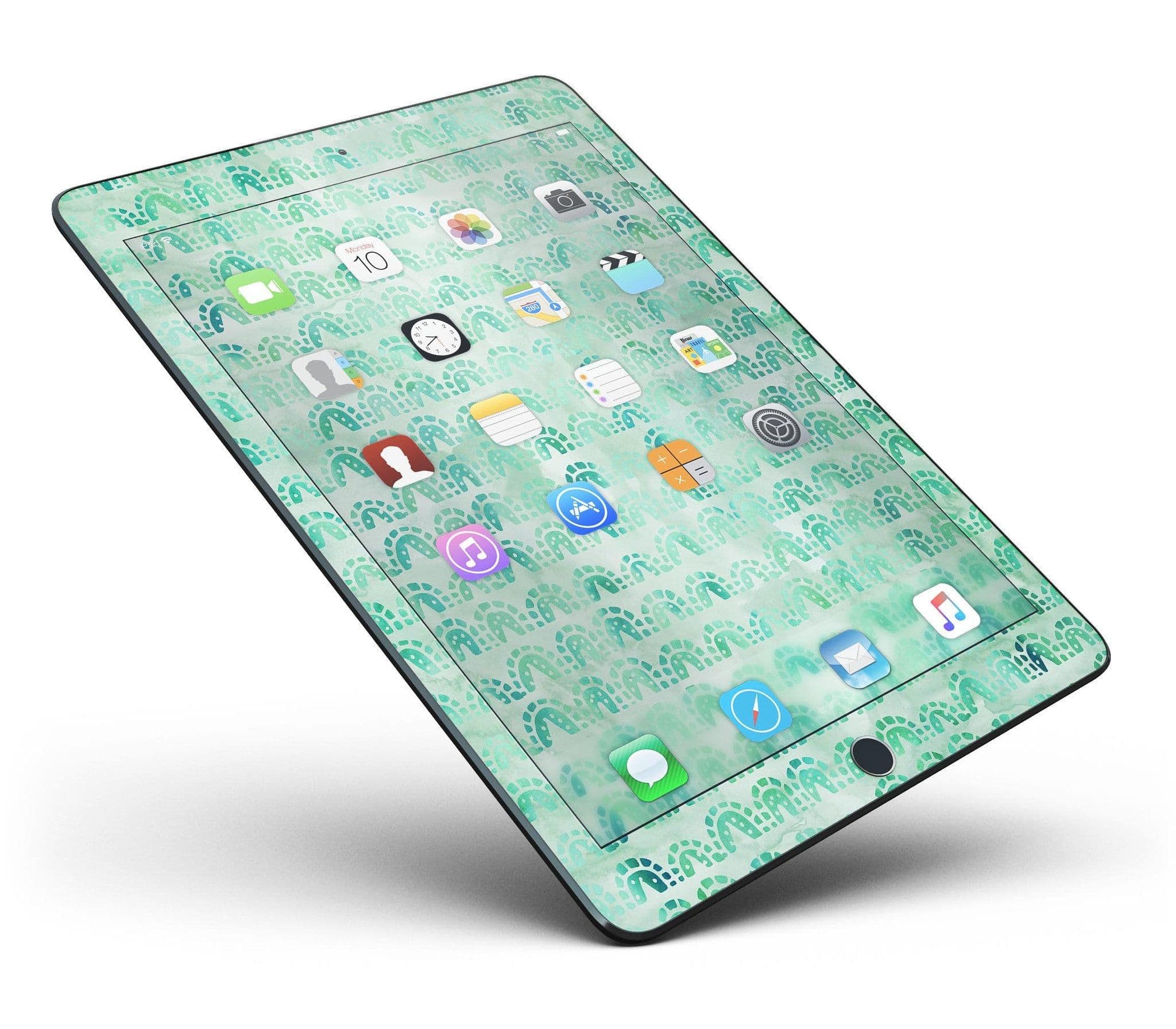 image-Green Watercolor Arches Pattern Full Body Skin for the iPad Pro (12.9"