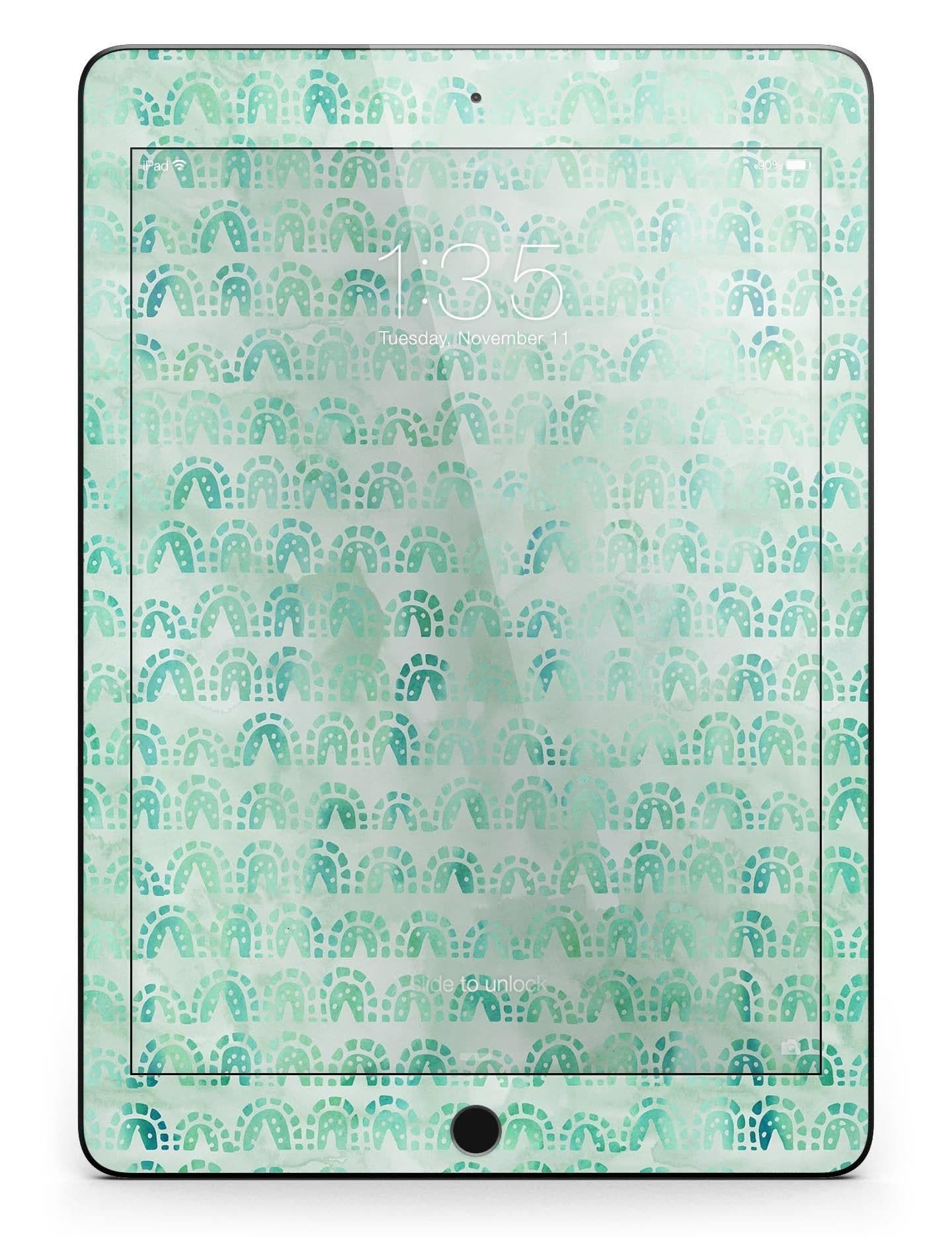 image-Green Watercolor Arches Pattern Full Body Skin for the iPad Pro (12.9"
