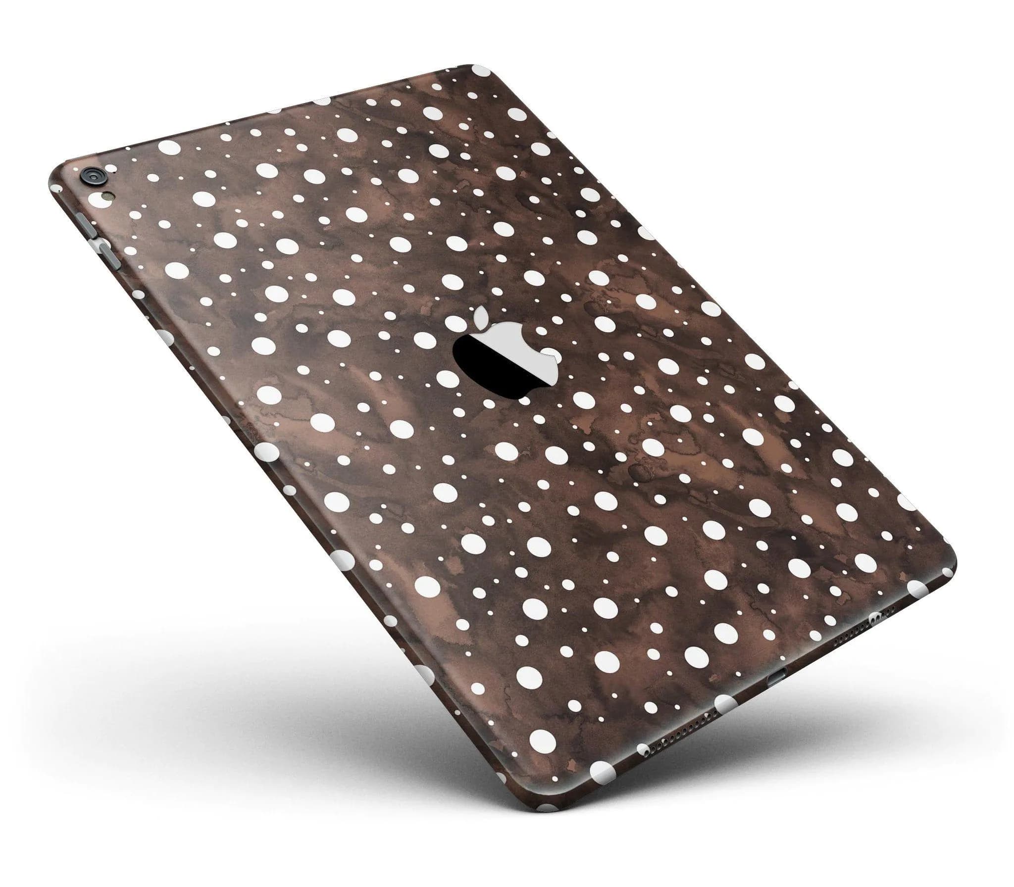 image-Brown and White Watercolor Polka Dots Full Body Skin for the iPad Pro