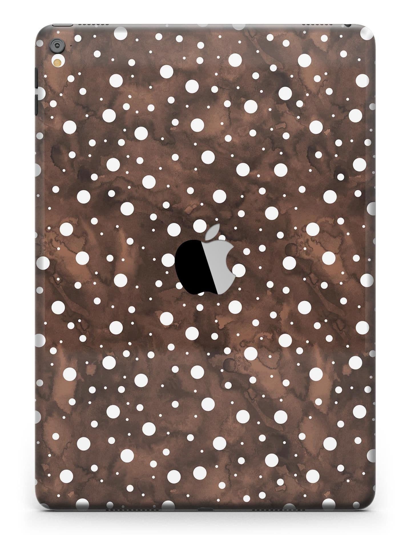 image-Brown and White Watercolor Polka Dots Full Body Skin for the iPad Pro