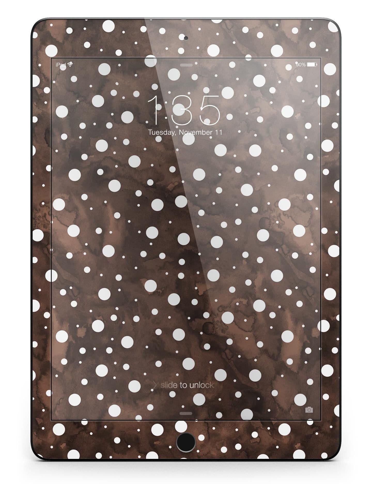 image-Brown and White Watercolor Polka Dots Full Body Skin for the iPad Pro