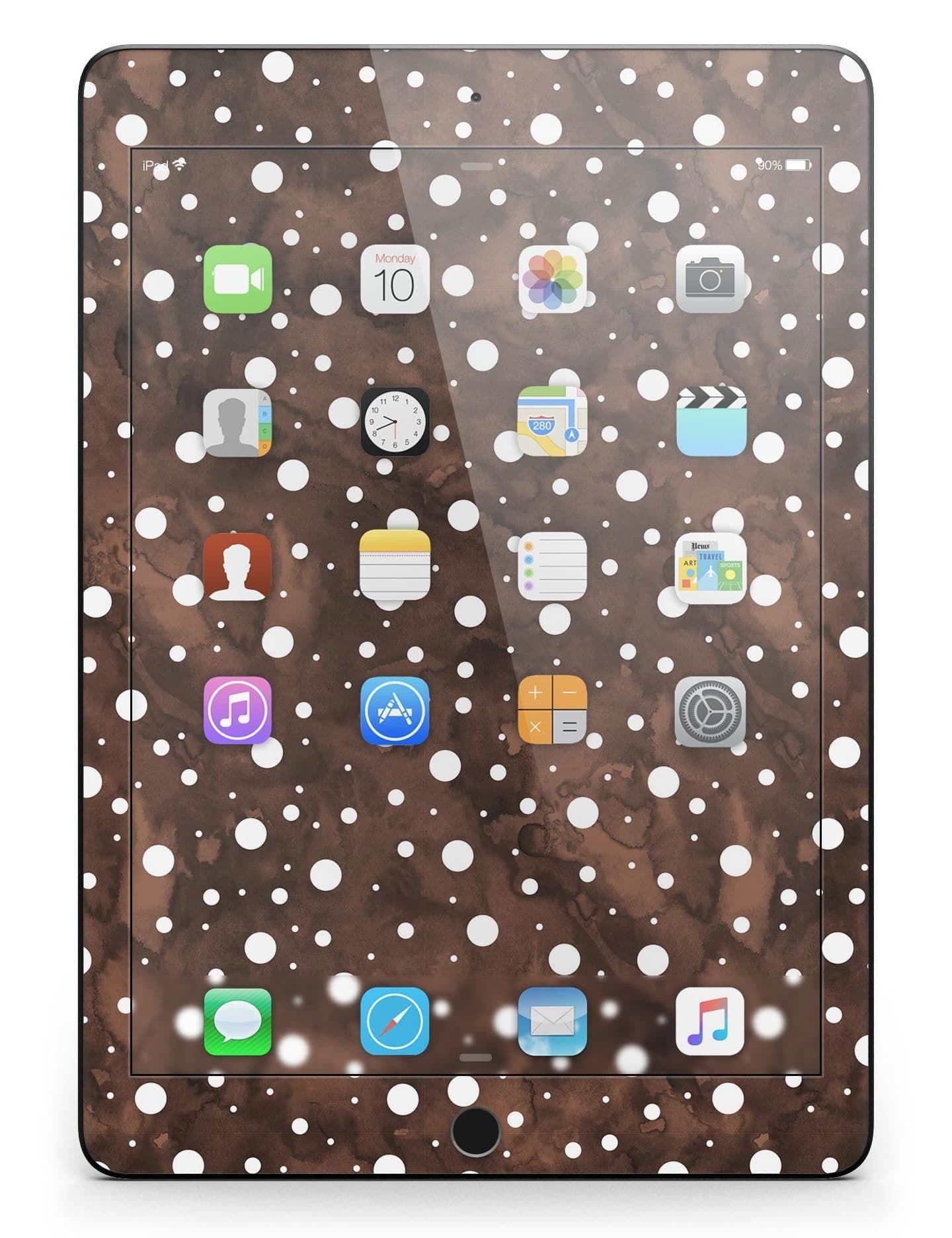 image-Brown and White Watercolor Polka Dots Full Body Skin for the iPad Pro