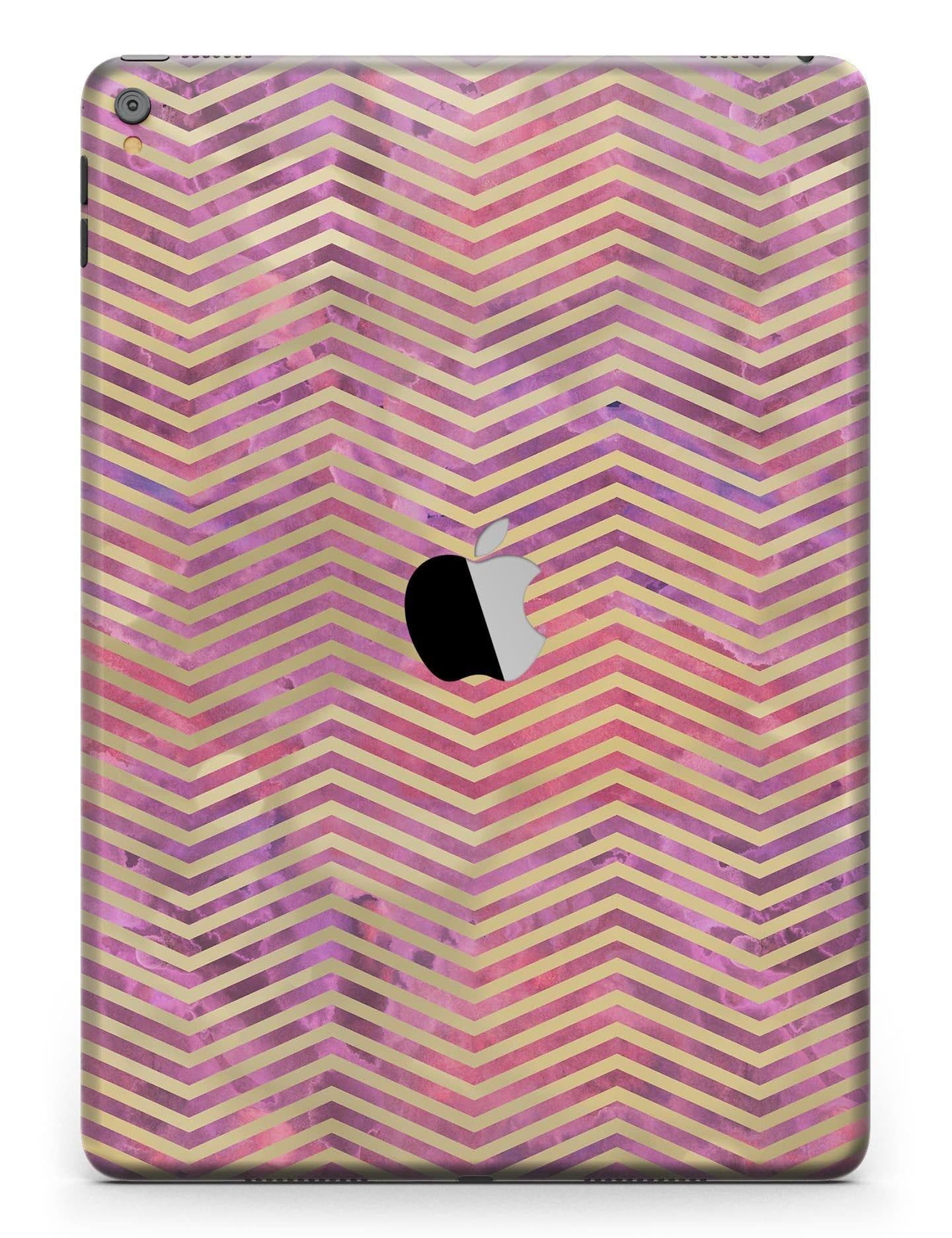 image-Gold Chevron Over Abstract Fumes Full Body Skin for the iPad Pro
